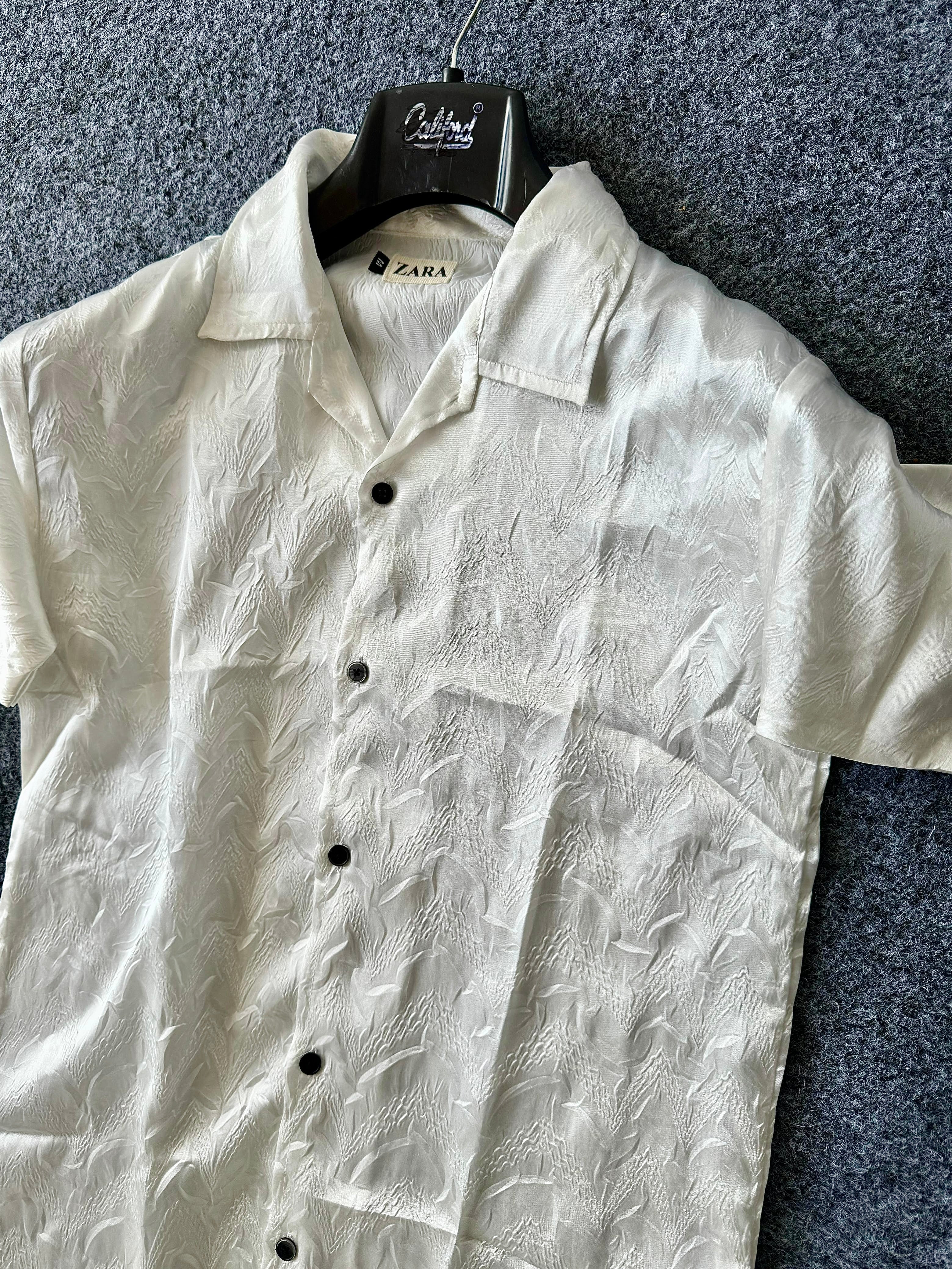White Embroidered Patterned Shirts