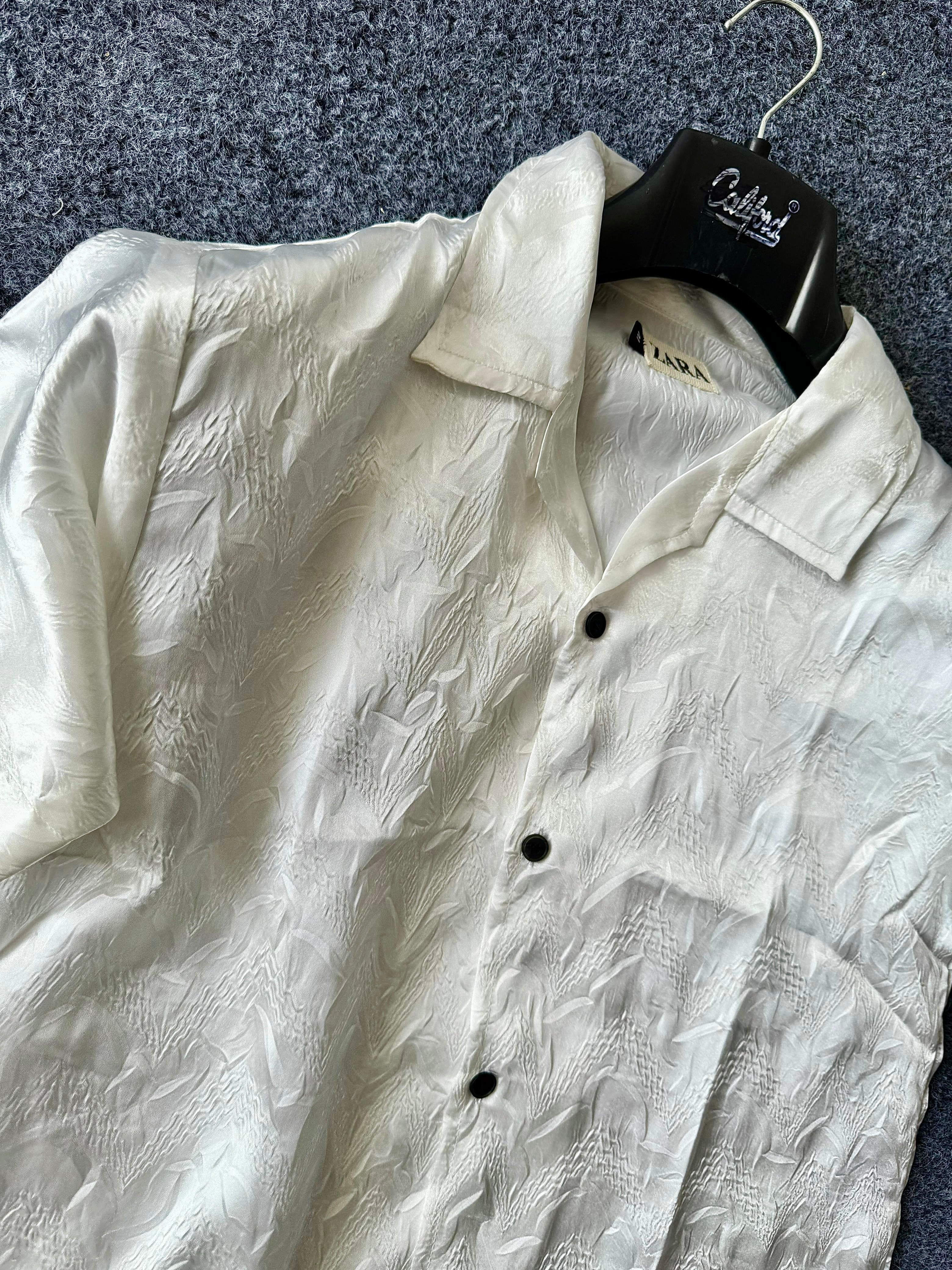 White Embroidered Patterned Shirts