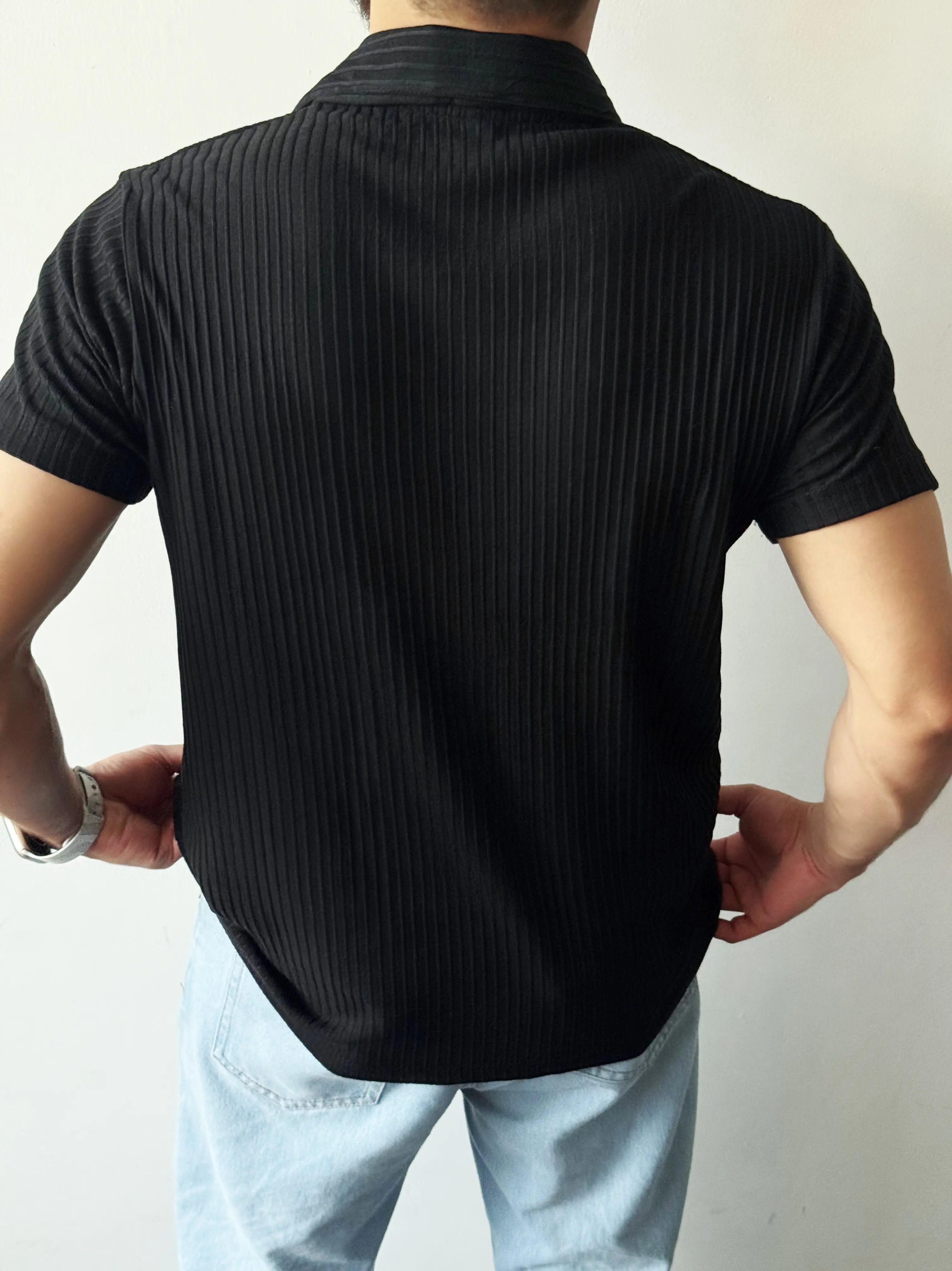 Black Striped - Cotton Polo Shirt