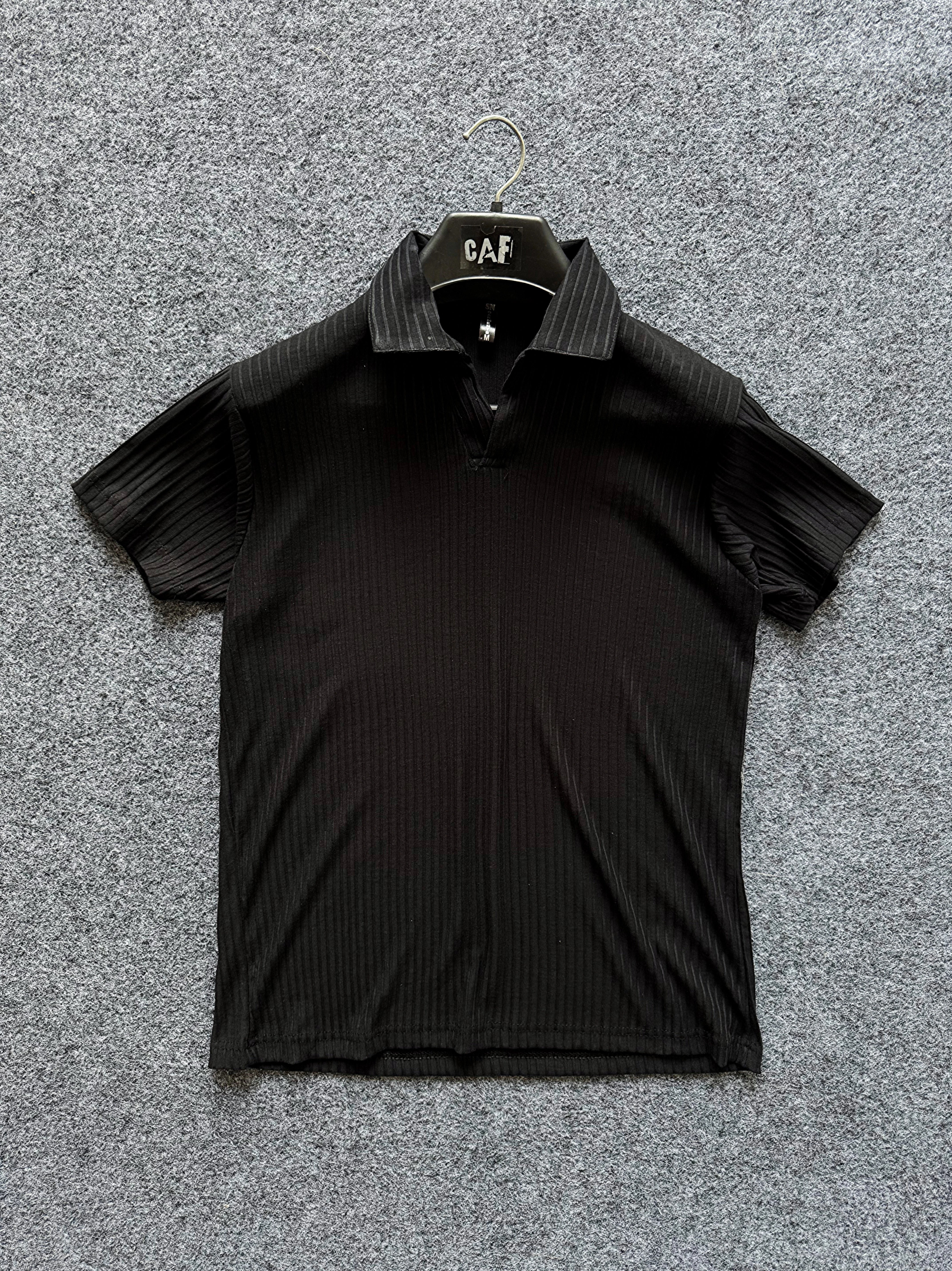 Black Striped - Cotton Polo Shirt