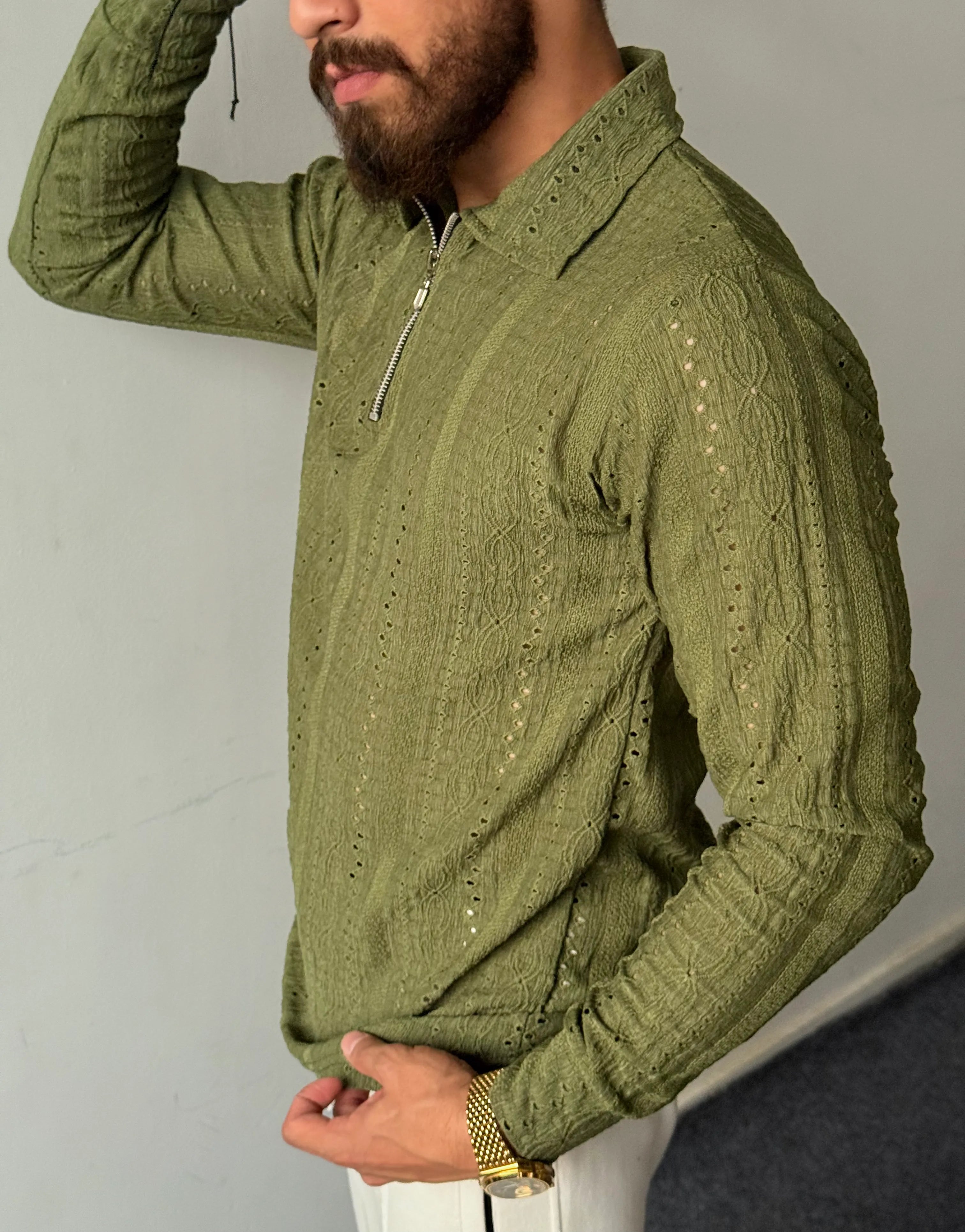 Patterned Knit Polo