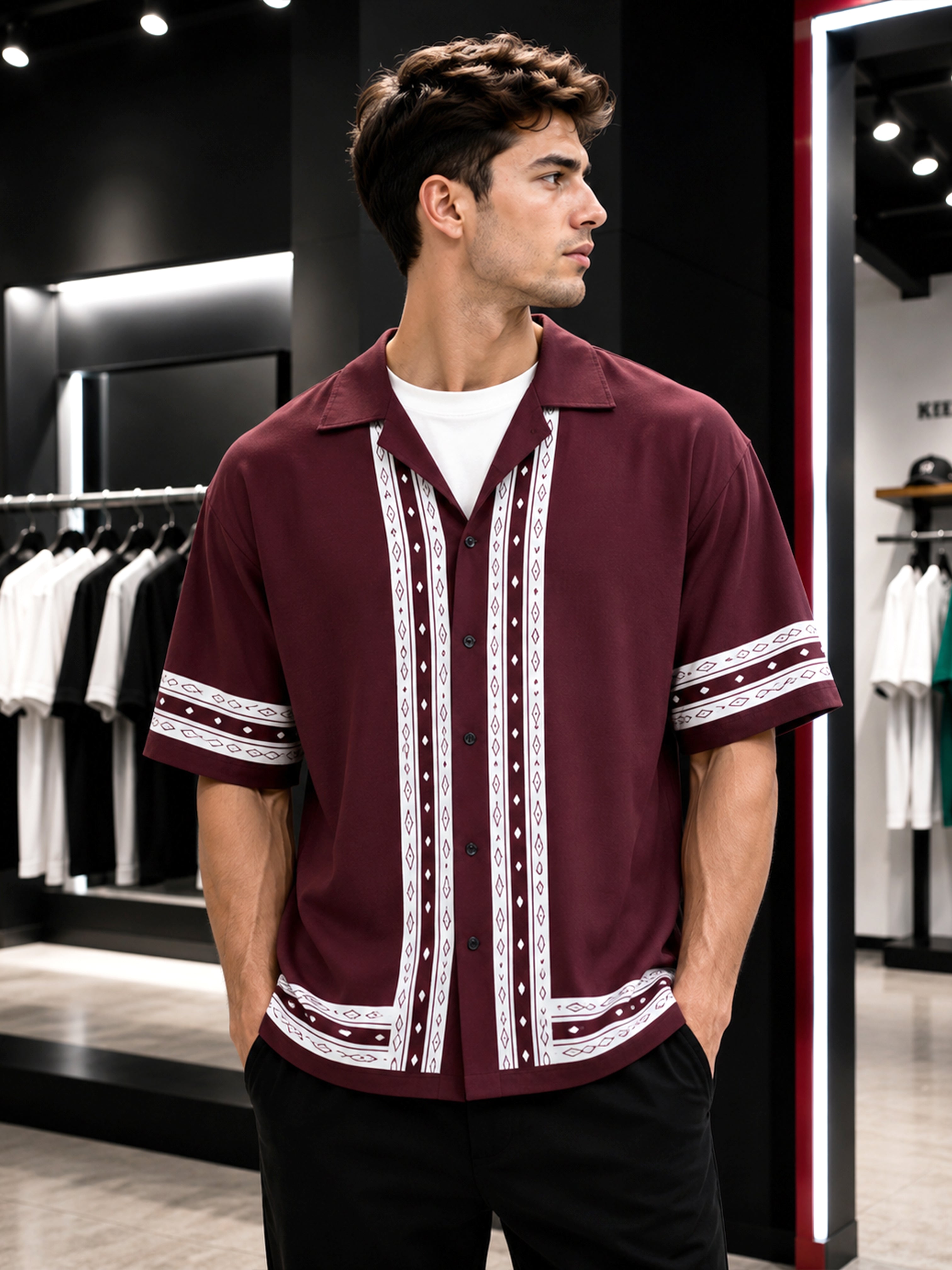 Maroon Tribal Edge Shirt