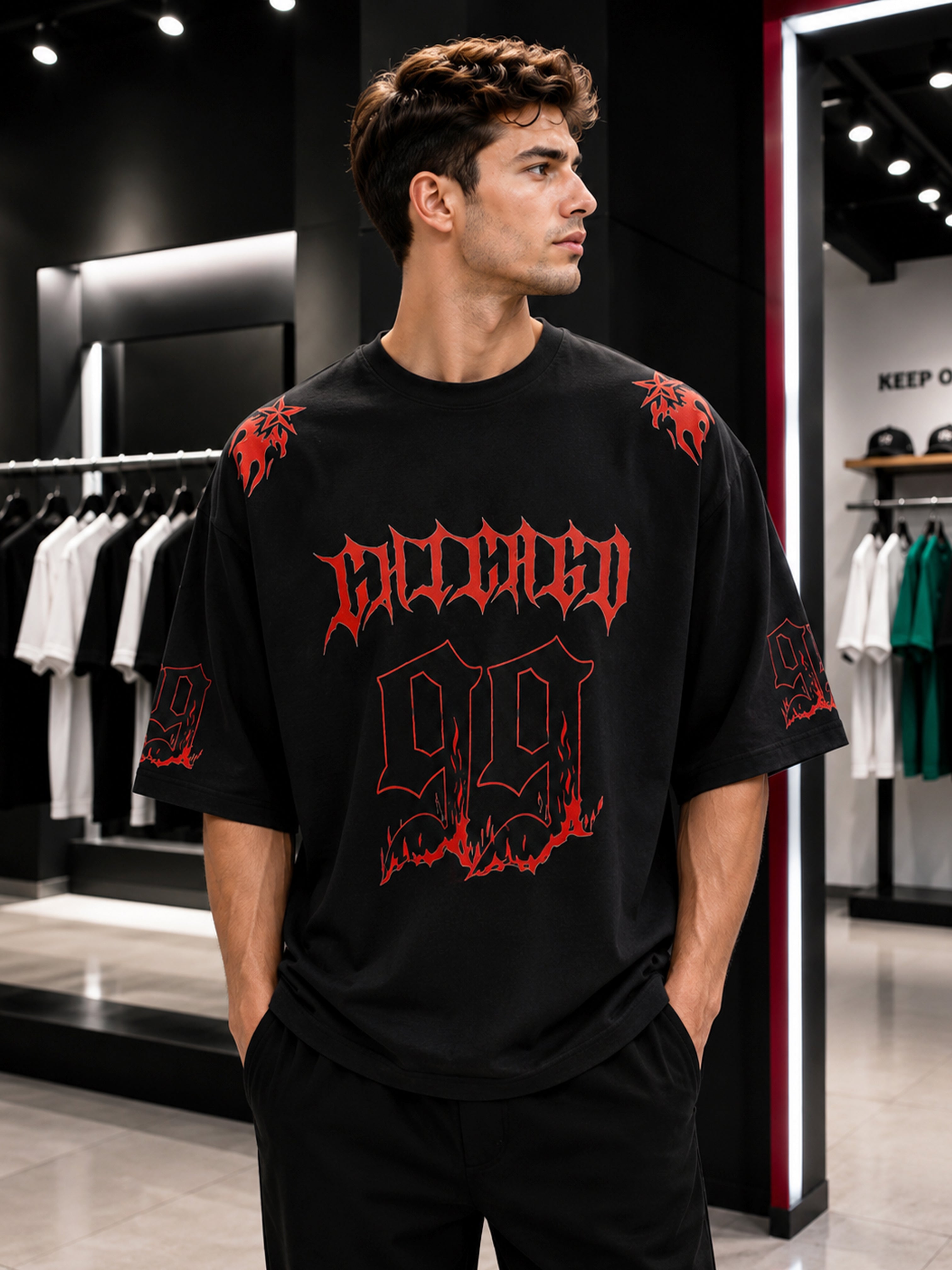 Black Chicago Oversized T-Shirt
