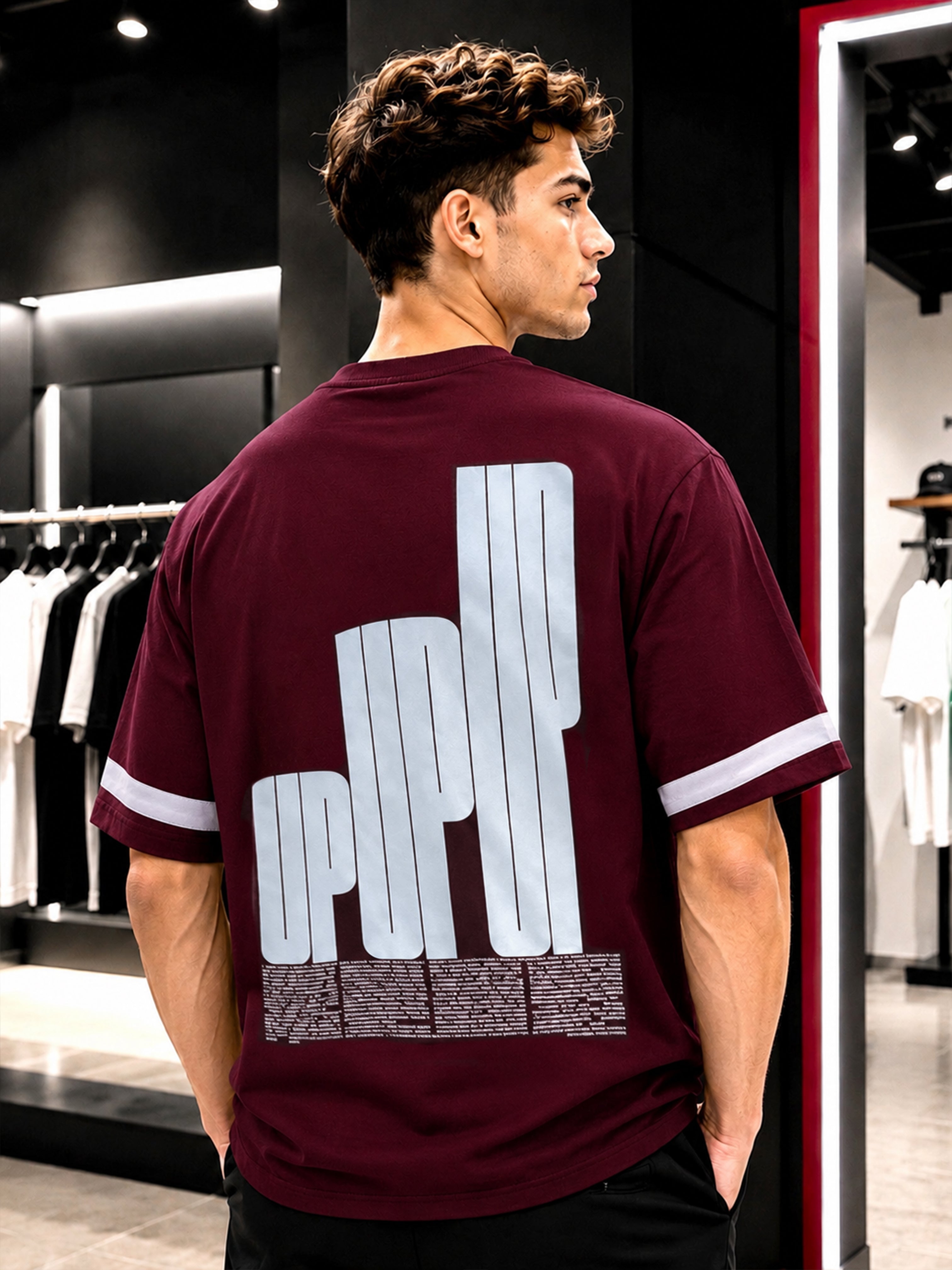 Maroon UP Oversized T-Shirt