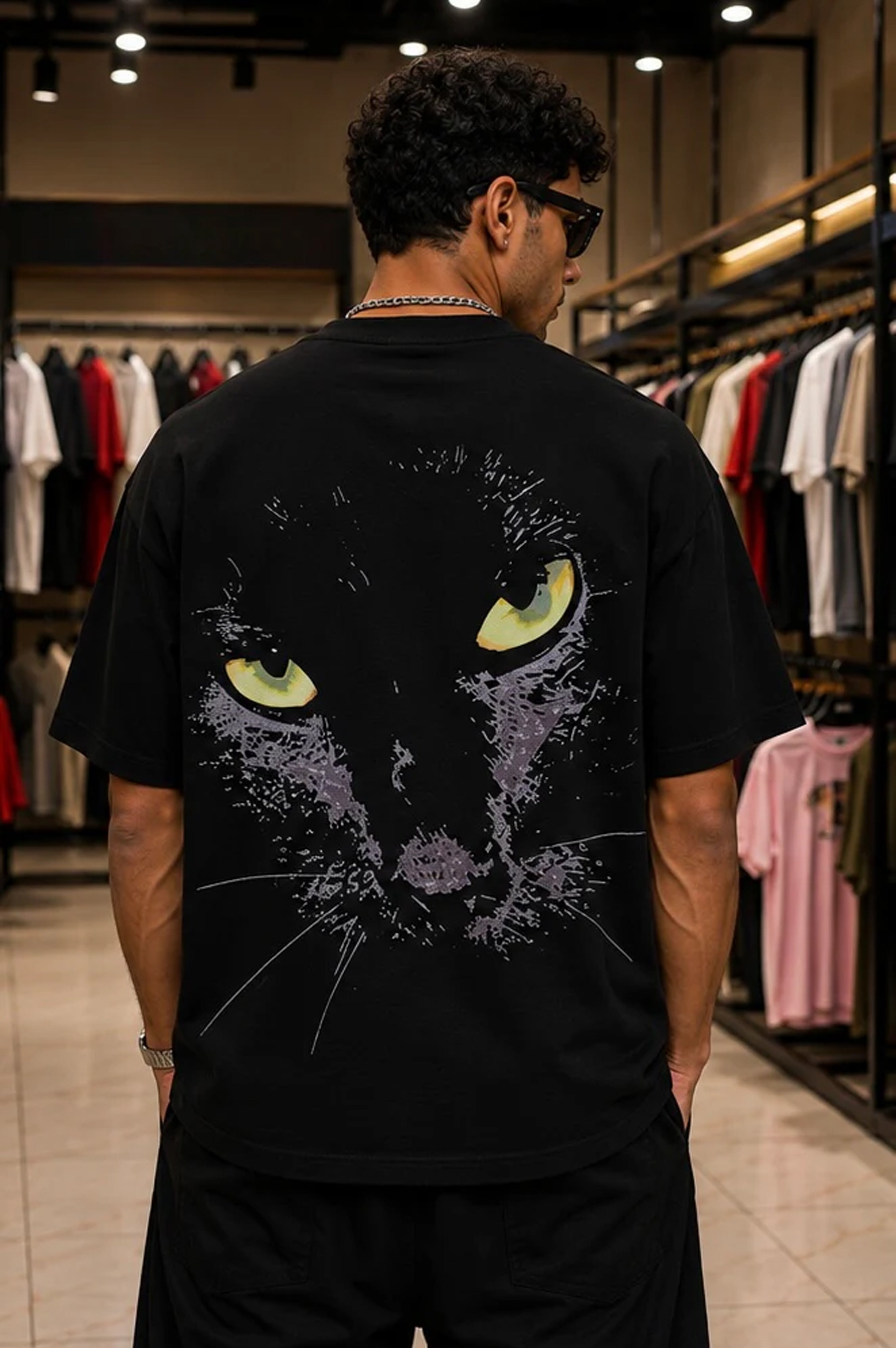 Black Cat Oversized T-Shirt