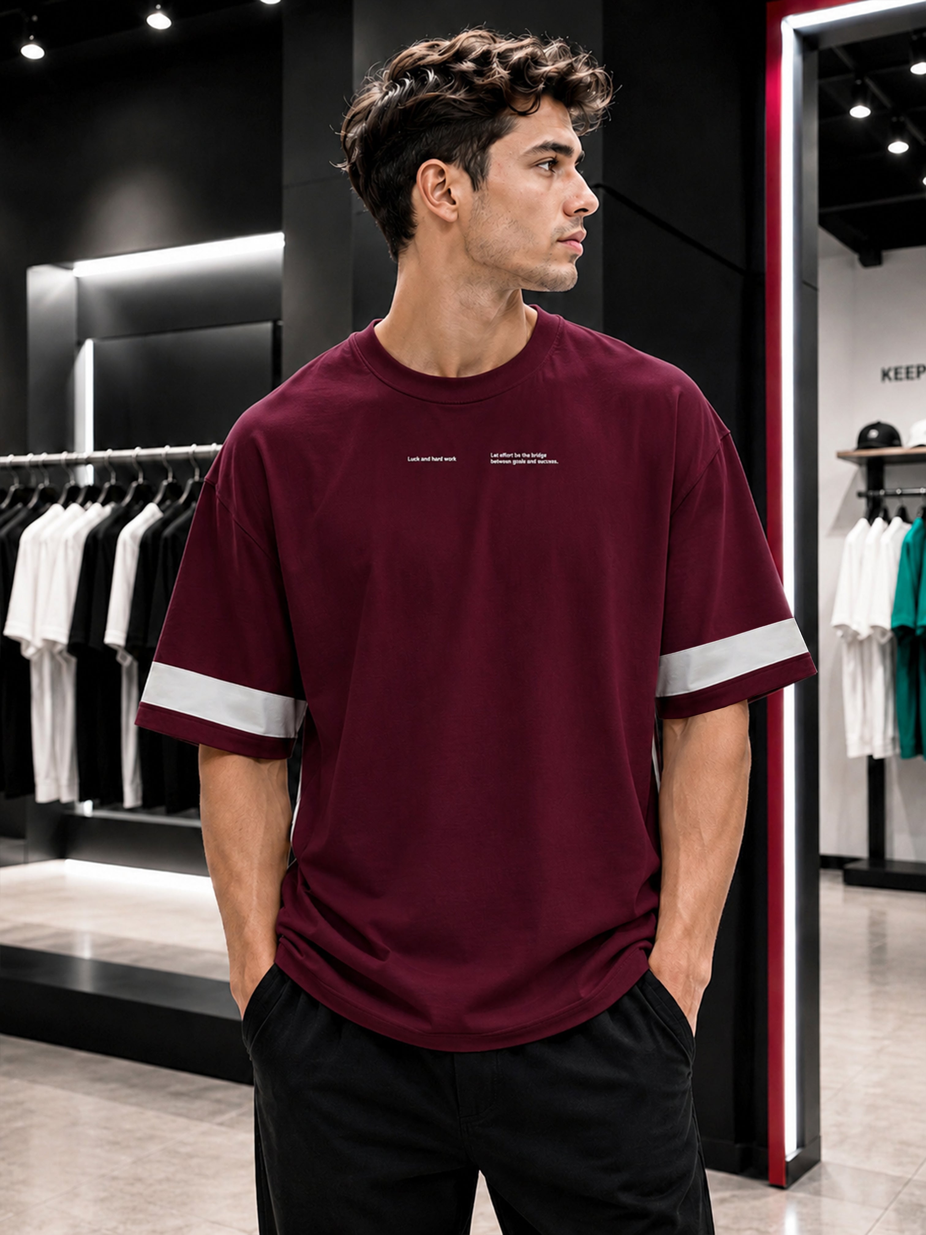 Maroon UP Oversized T-Shirt
