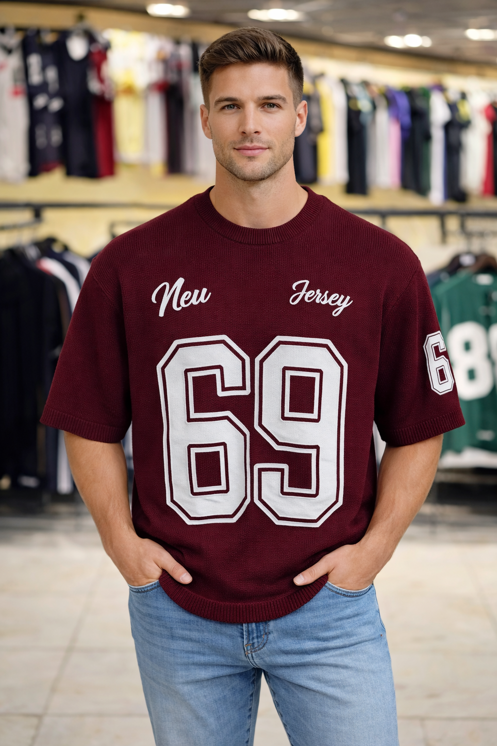 Maroon 69 New Jersey Oversize