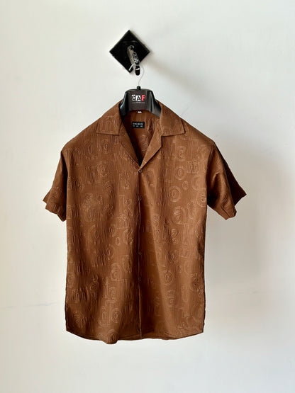 Mocha Glyphs Embossed Shirt