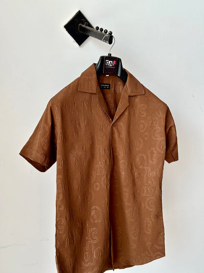 Mocha Glyphs Embossed Shirt