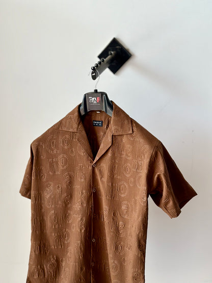 Mocha Glyphs Embossed Shirt