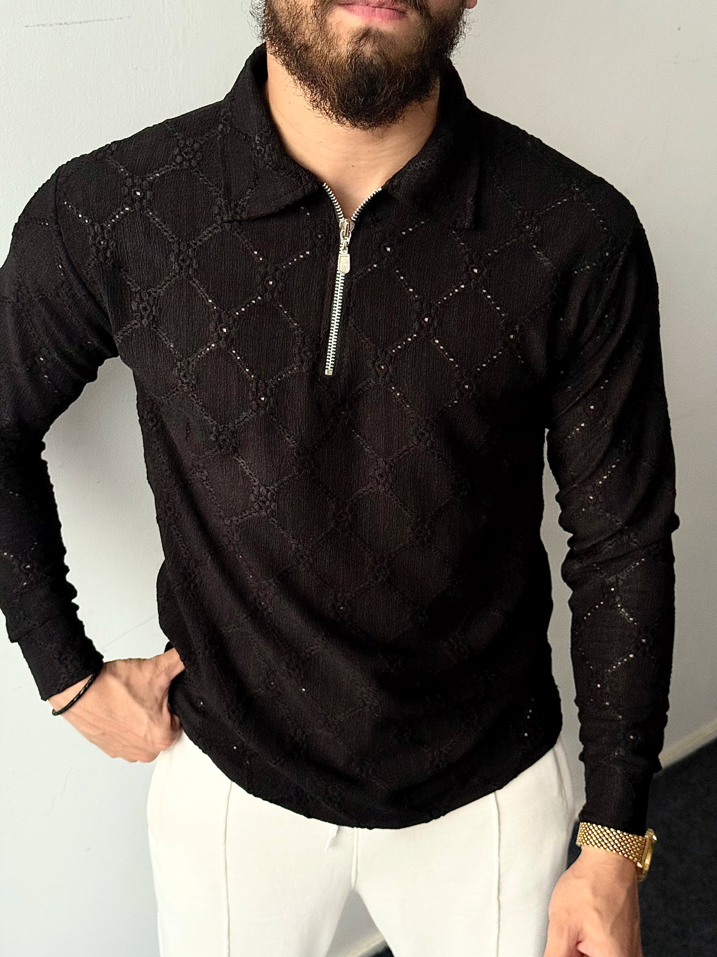 Black Ace Zip Polo