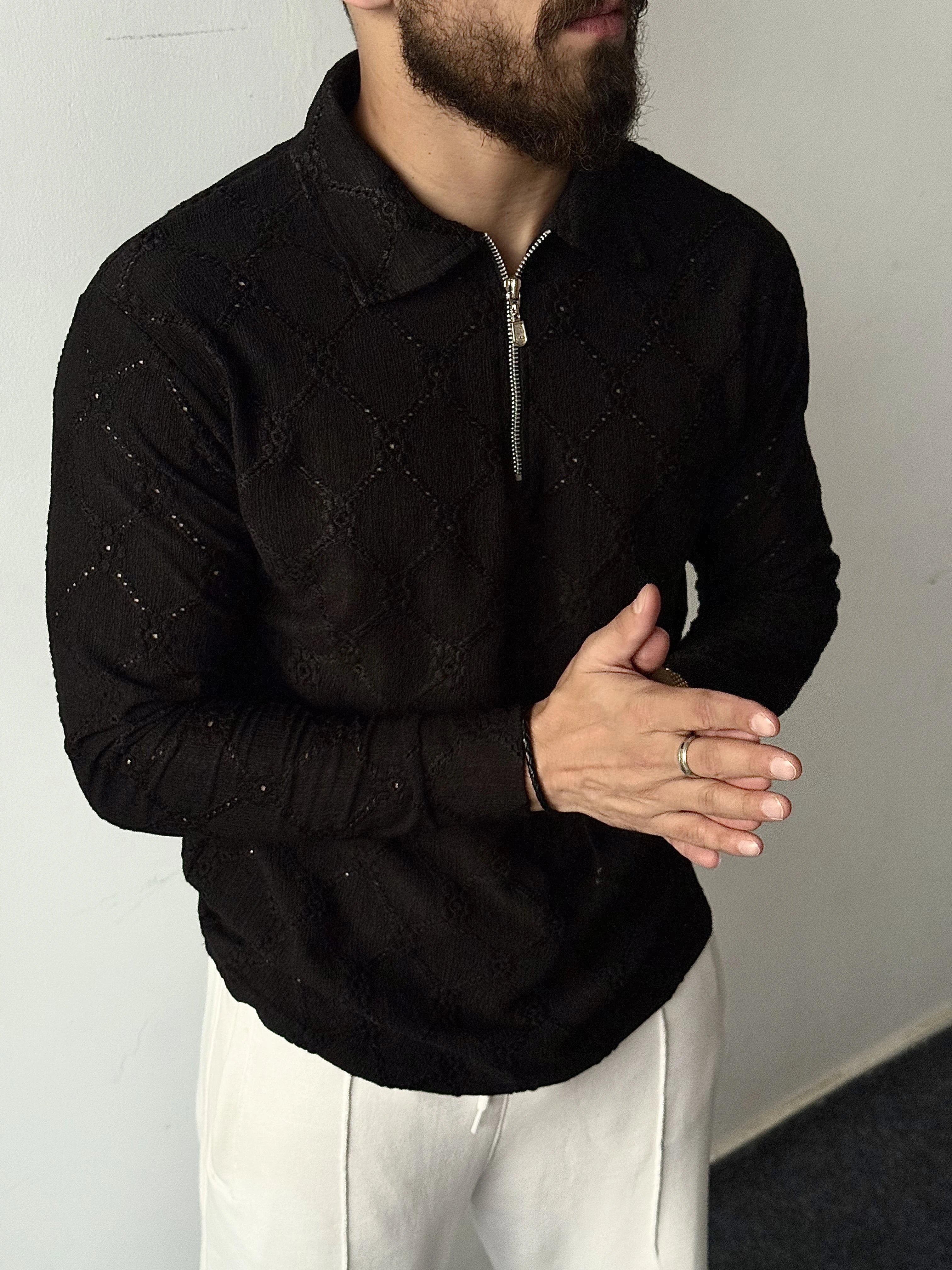 Black Ace Zip Polo
