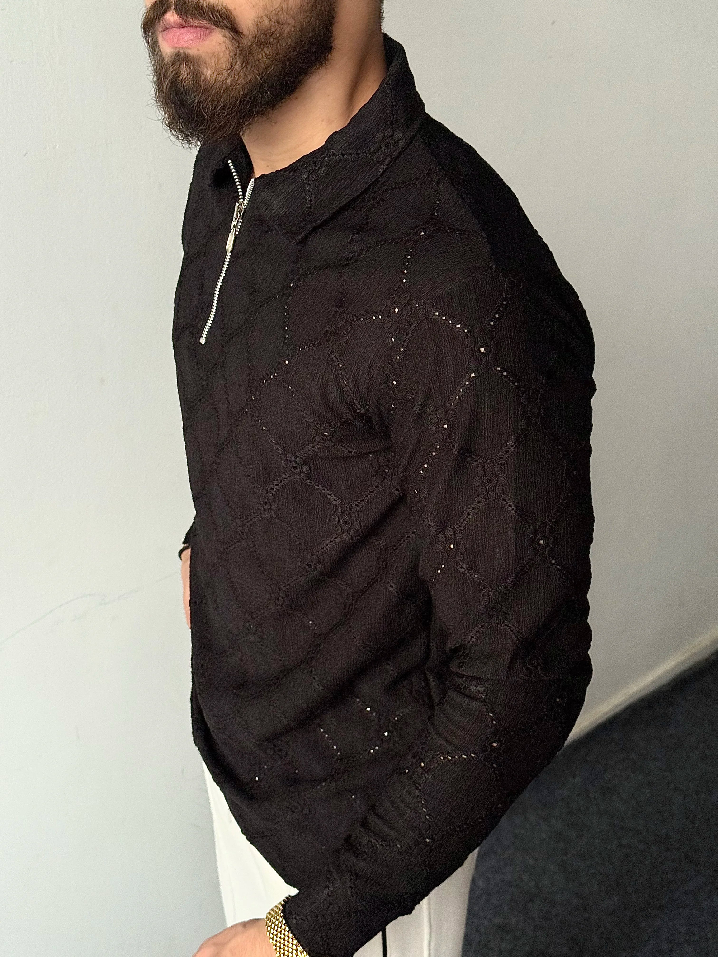 Black Ace Zip Polo