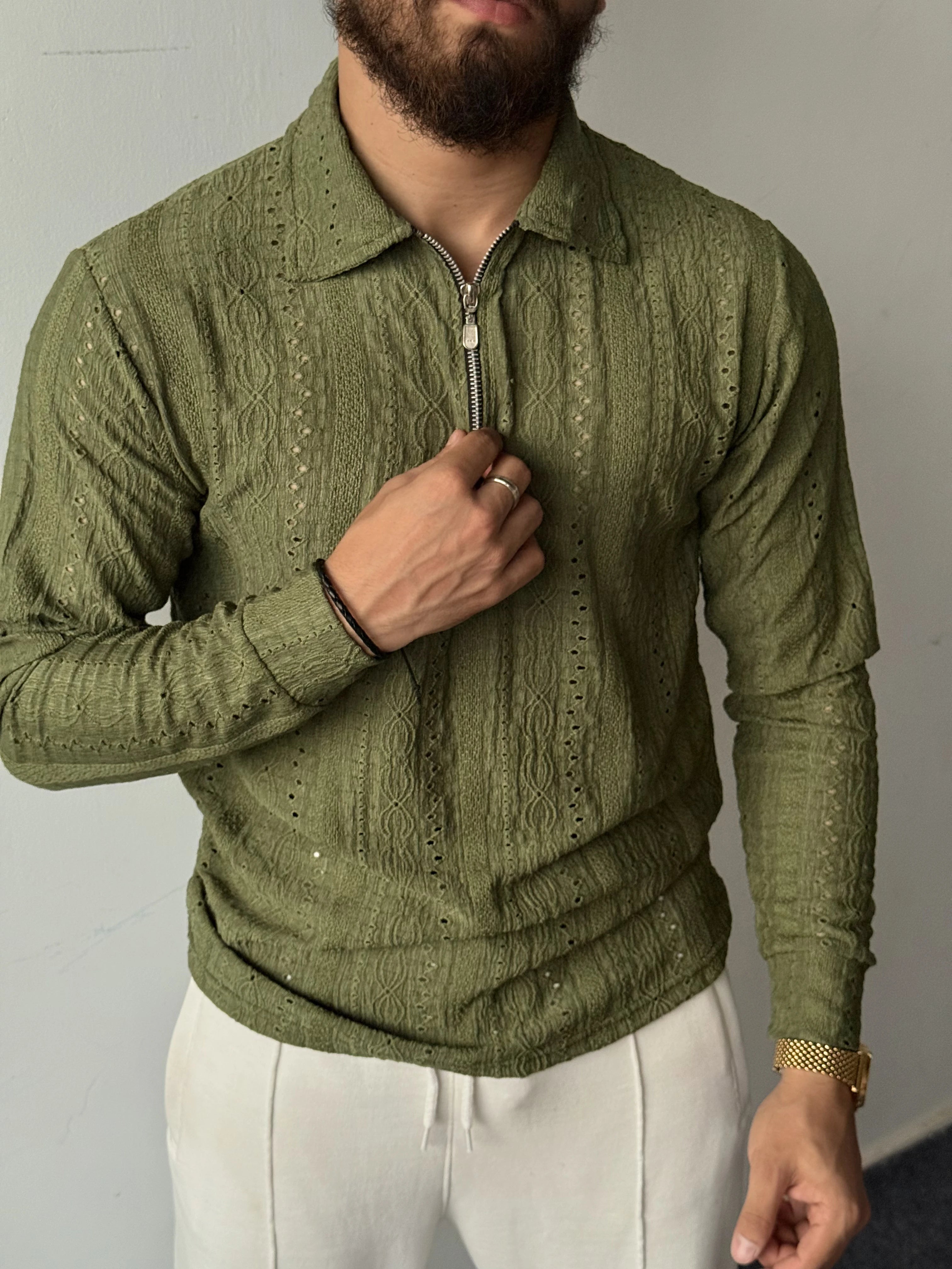 Patterned Knit Polo