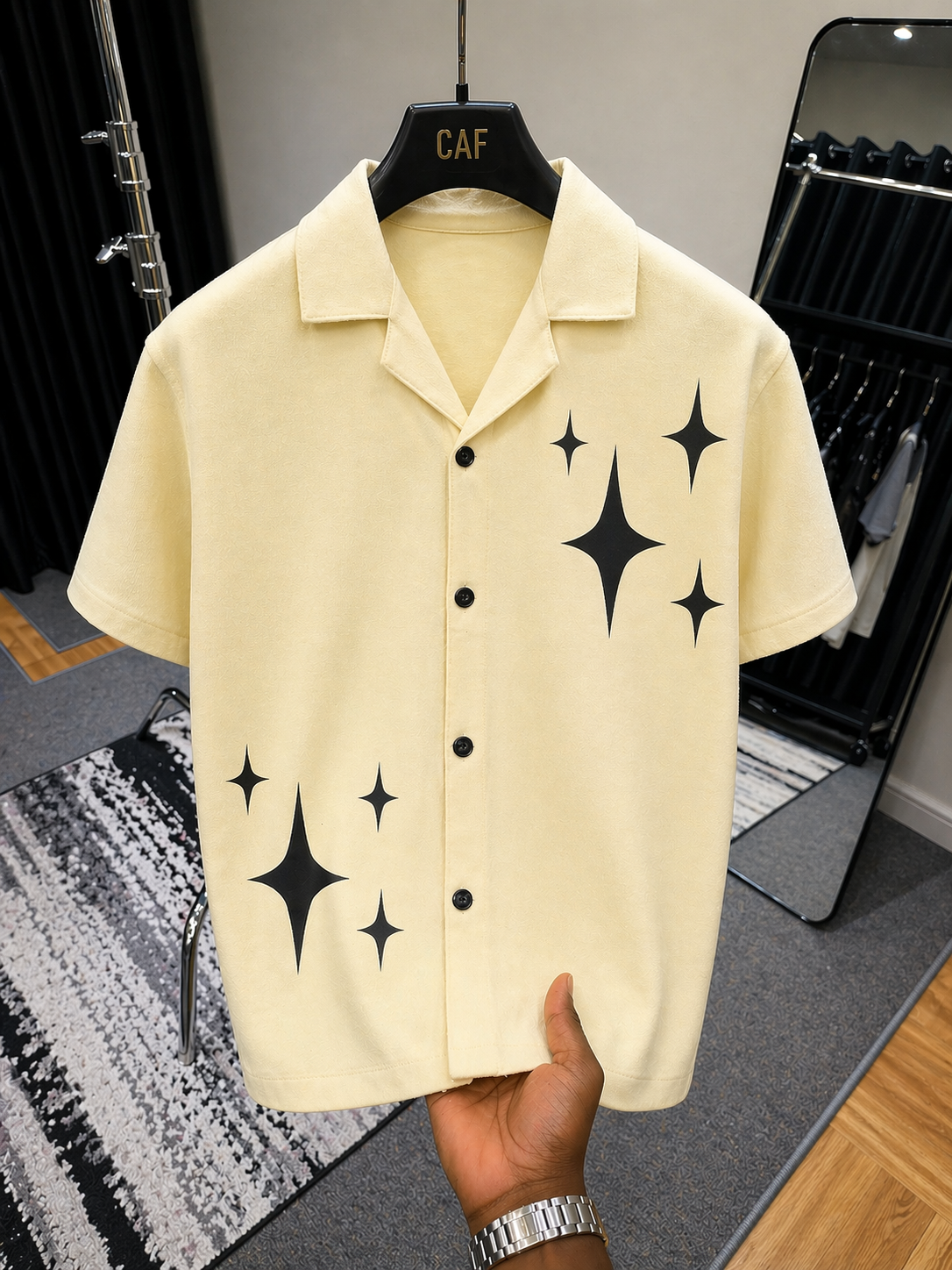 Sparkle Lemon Cuban Collar Shirt