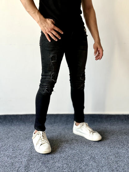 Edgy Distressed Black Jeans