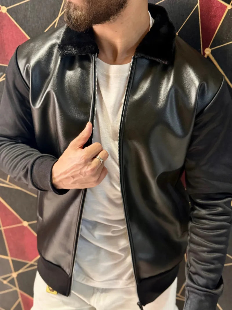 Rexine Fur Collar Jacket