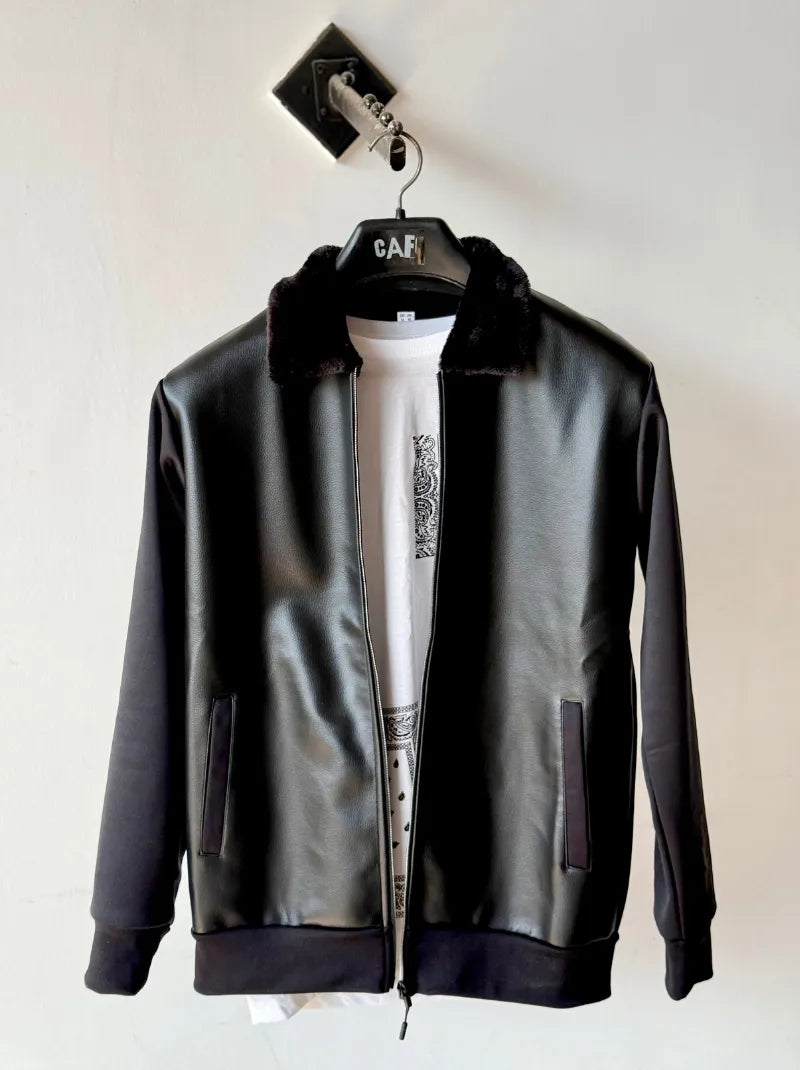 Rexine Fur Collar Jacket