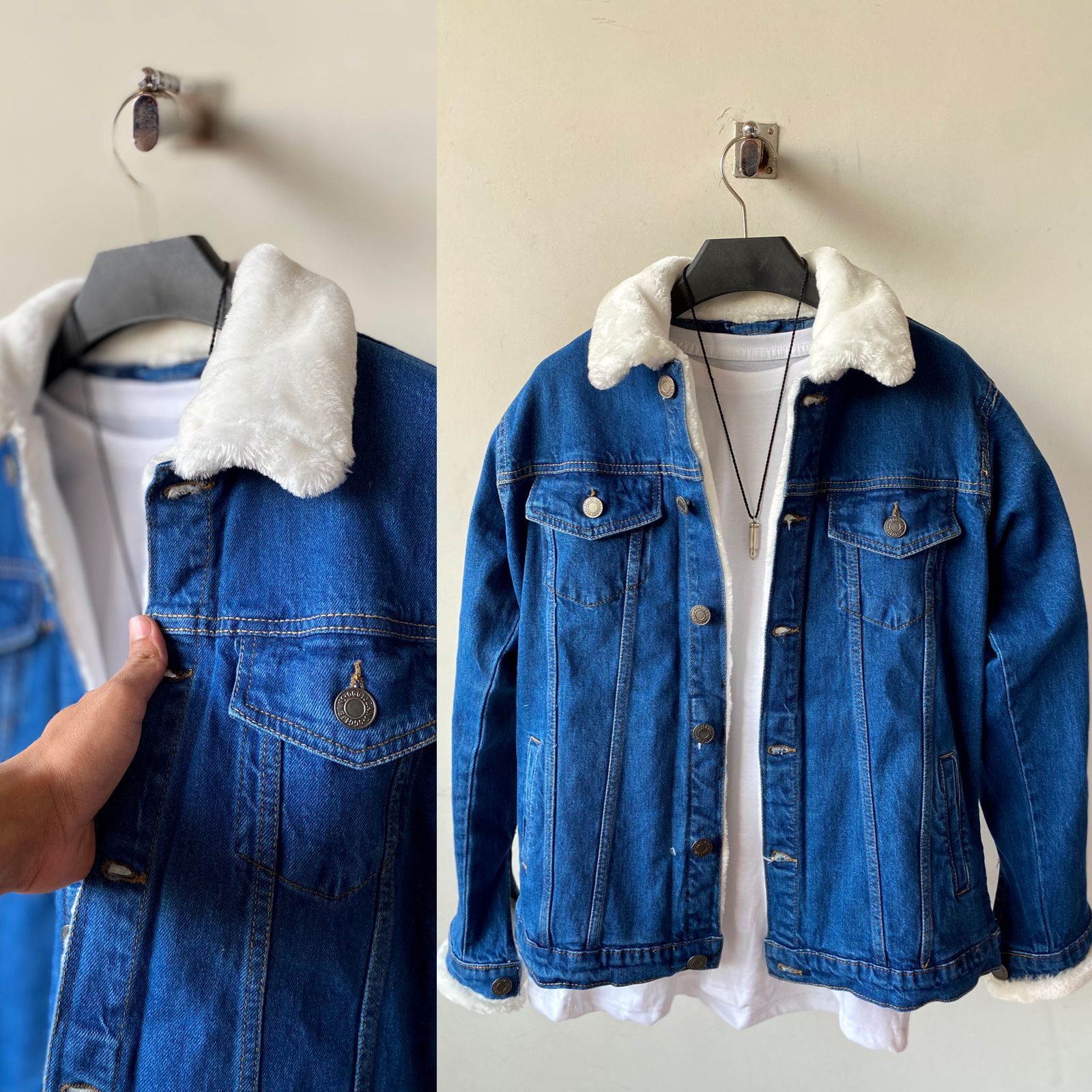 Half Fur Denim Jacket