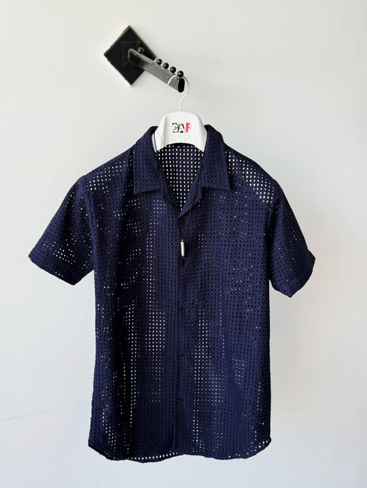 Navy Blue Designer Casual Shirt