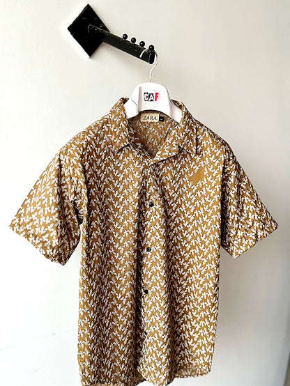 Viscose Brown Patterned Shirt