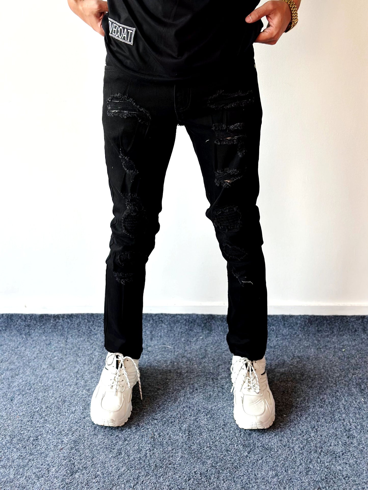 Dark & Distressed Black Jeans