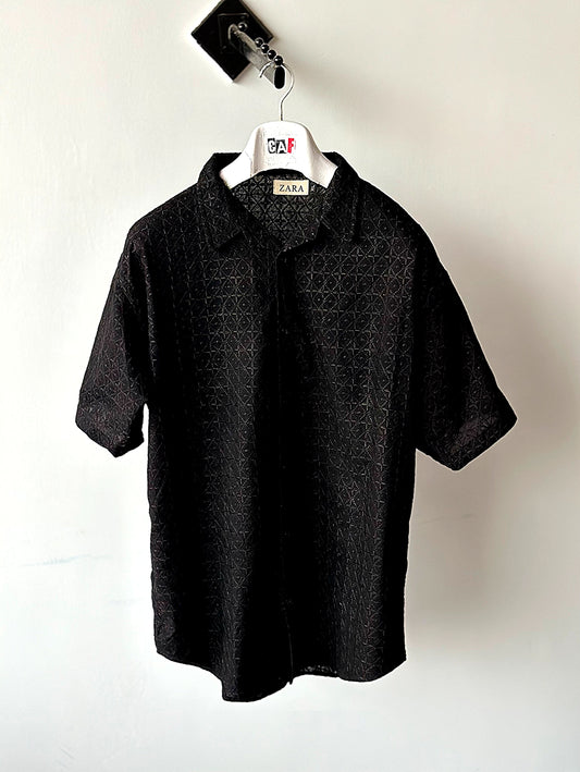 Black Crocheted Diamond Shirt