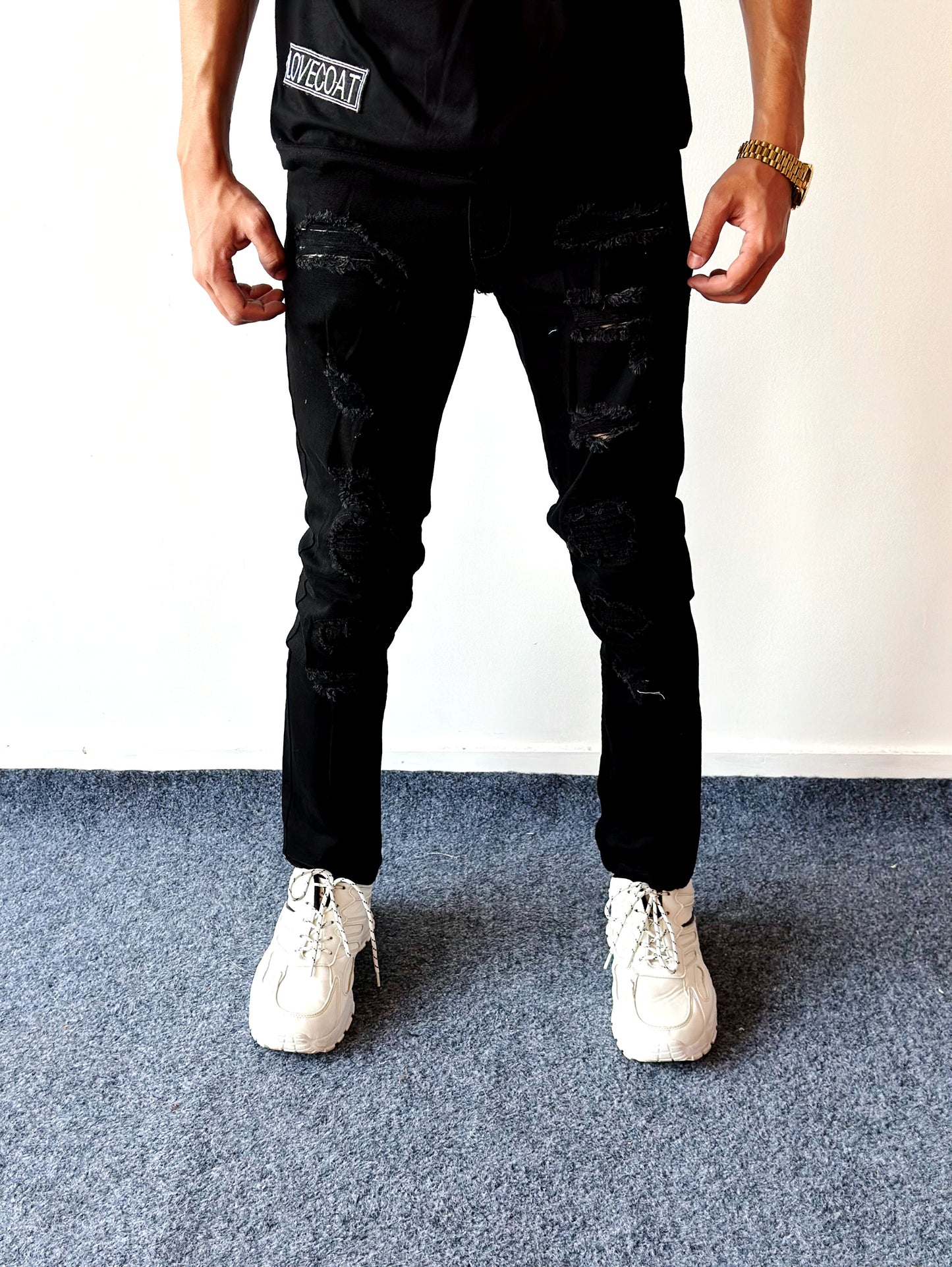 Dark & Distressed Black Jeans