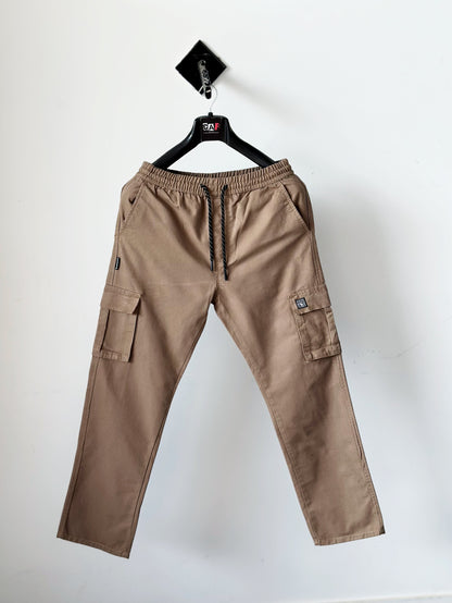 Beige Baggy Cargo Trousers