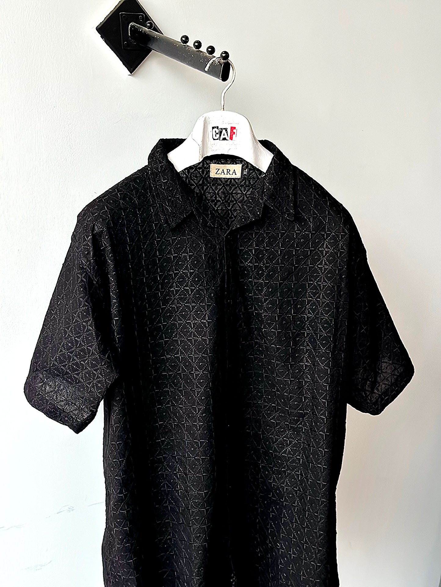 Black Crocheted Diamond Shirt