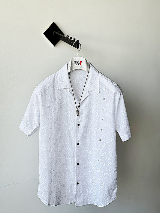 Embroidered White Chikan Shirt