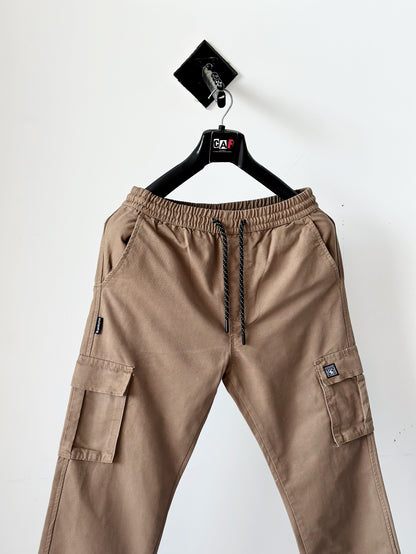 Beige Baggy Cargo Trousers