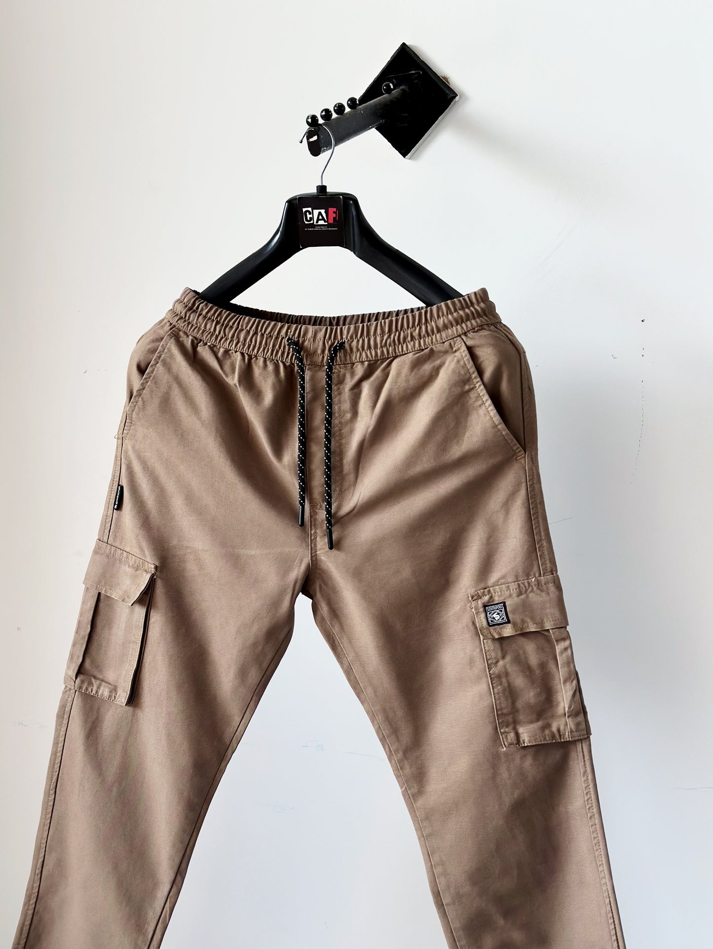 Beige Baggy Cargo Trousers