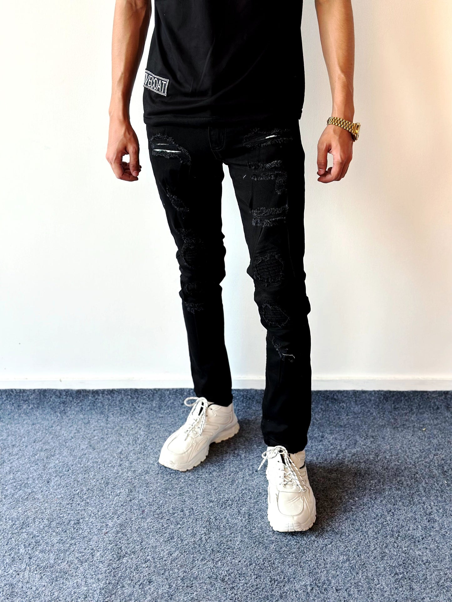 Dark & Distressed Black Jeans