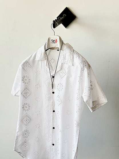 White Intricate Embroidery Shirt