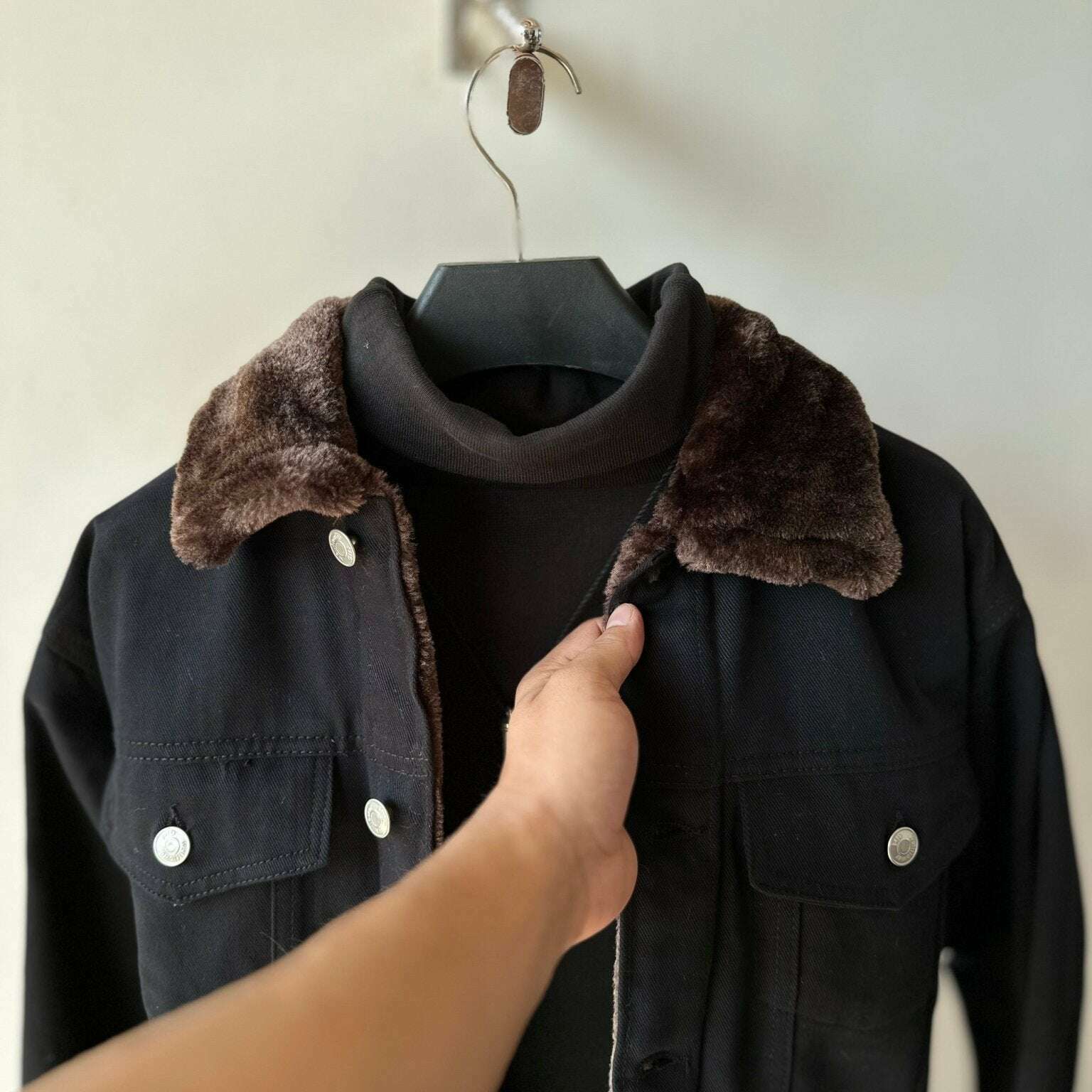 Half Fur Denim Jacket